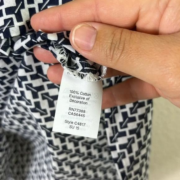 J. Crew Embroidered Tassel Sleeveless 100% cotton Tank Top dark navy blue size 6 - Picture 5 of 8